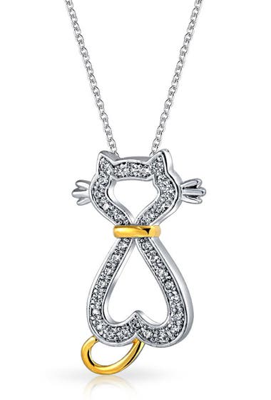 Bijuterii Femei Bling Jewelry Feline Pose CZ Pendant Silver image