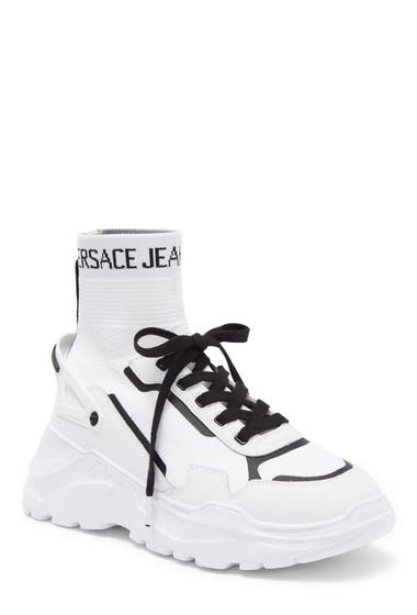 Incaltaminte Barbati Versace Jeans High Top Sock Sneaker White image