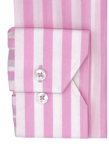 Imbracaminte Barbati Lorenzo Uomo Wide Stripe Trim Fit Dress Shirt White Pink image1