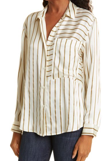 Imbracaminte Femei Rails Spencer Stripe Silk Button-Up Shirt Ivory Daffodil Stripe image3