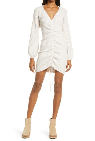 Imbracaminte Femei BB DAKOTA BY STEVE MADDEN Made Ya Cinch Long Sleeve Mini Sweater Dress Heather Oatmeal image