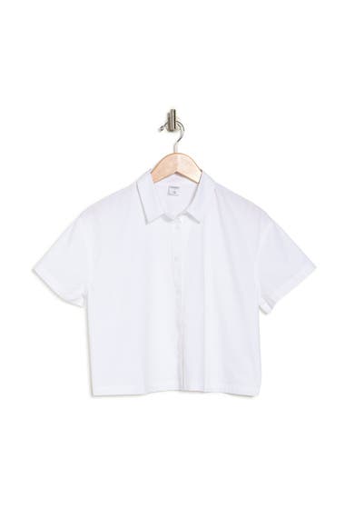 Imbracaminte Femei Melrose and Market Short Sleeve Poplin Crop Shirt White image2