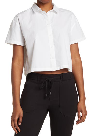 Imbracaminte Femei Melrose and Market Short Sleeve Poplin Crop Shirt White image