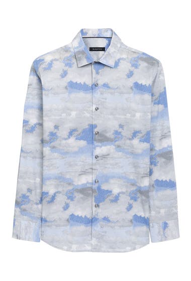 Imbracaminte Barbati BUGATCHI Shaped Fit Watercolor Sky Print Stretch Cotton Button-Up Shirt Platinum image6