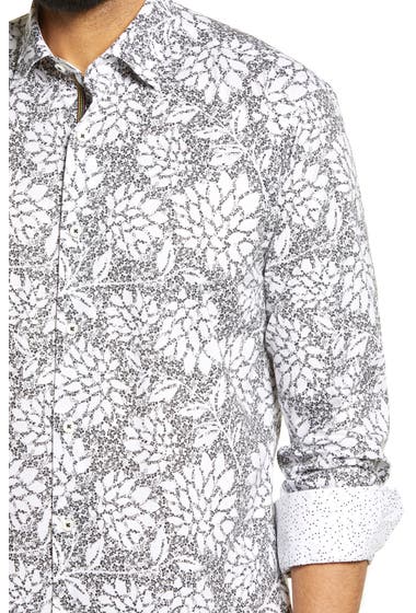 Imbracaminte Barbati BUGATCHI Shaped Fit Floral Stretch Cotton Button-Up Shirt Chalk image1