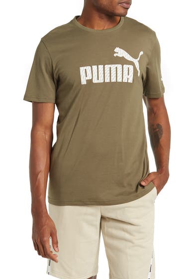 Imbracaminte Barbati PUMA Warped No 1 Logo T-Shirt Dark Green Moss image3
