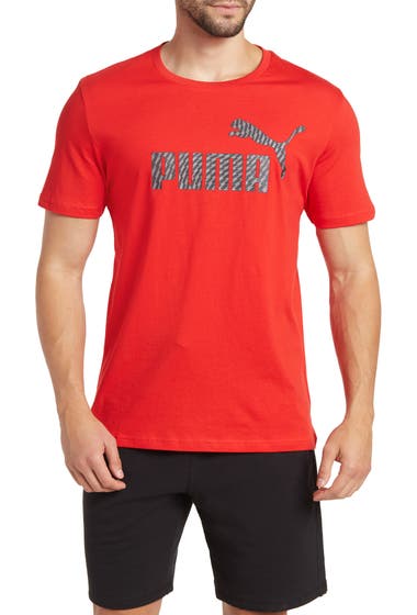 Imbracaminte Barbati PUMA Warped No 1 Logo T-Shirt High Risk Red image2