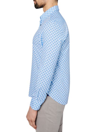 Imbracaminte Barbati CONSTRUCT Geo Print Long Sleeve Shirt Light Blue image2