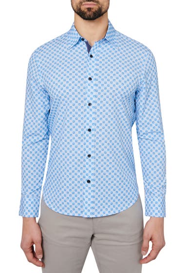 Imbracaminte Barbati CONSTRUCT Geo Print Long Sleeve Shirt Light Blue image0