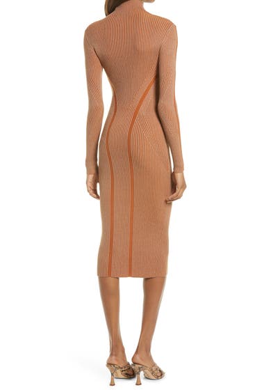 Imbracaminte Femei French Connection Simona Long Sleeve Rib Sweater Dress Glazed Ginger Camel image1