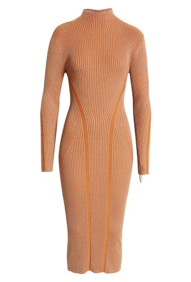 Imbracaminte Femei French Connection Simona Long Sleeve Rib Sweater Dress Glazed Ginger Camel image4