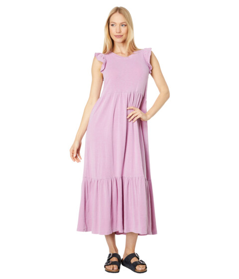Imbracaminte Femei SUNDRY Ruffle Sleeve Tiered Dress in Cotton Spandex Pigment Orchid image1