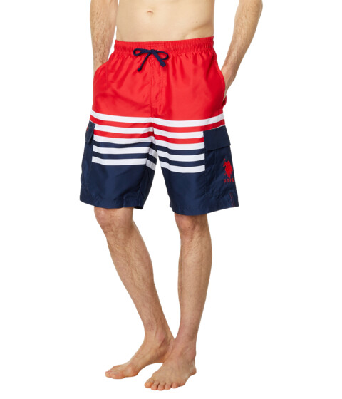 Incaltaminte Femei US Polo Assn Stripe Color-Block Cargo Swim Shorts Engine Red