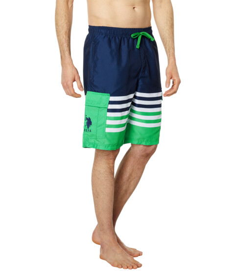 Incaltaminte Femei US Polo Assn Stripe Color-Block Cargo Swim Shorts Relay Green