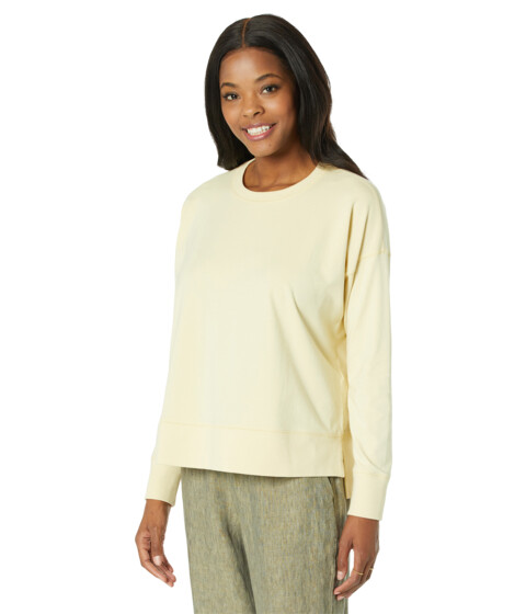 Imbracaminte Femei Eileen Fisher Crew Neck Top with High-Low Hem in Organic Cotton Stretch Jersey Butter