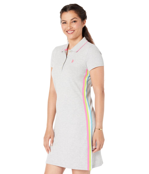 Imbracaminte Femei US POLO ASSN Multi Side Stripe Polo Dress Light Heather Grey