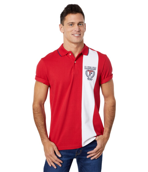 Incaltaminte Barbati US Polo Assn Short Sleeve Slim Fit Vertical Pieced Pique Polo Engine Red