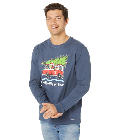 Imbracaminte Barbati Life is Good Grinch and Max Who-ville Or Bust Long Sleeve Crushertrade Tee Darkest Blue