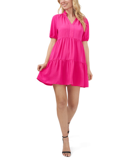 Imbracaminte Femei CeCe Tiered V-Neck Babydoll Dress Bright Rose image1