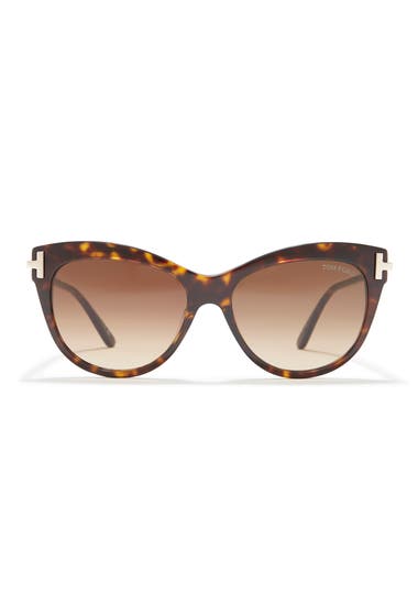 Ochelari Femei Tom Ford Kira 56mm Cat Eye Sunglasses Dark Havana Gradient Brown image0