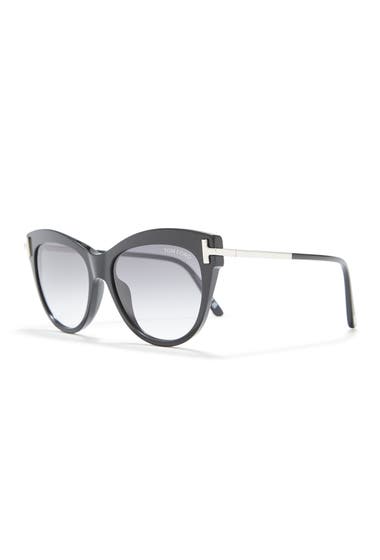 Ochelari Femei Tom Ford Kira 56mm Cat Eye Sunglasses Shiny Black Gradient Smoke image1
