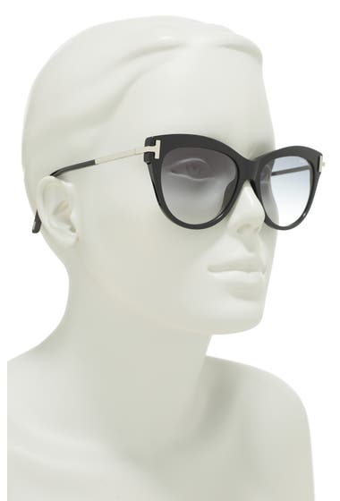 Ochelari Femei Tom Ford Kira 56mm Cat Eye Sunglasses Shiny Black Gradient Smoke image2