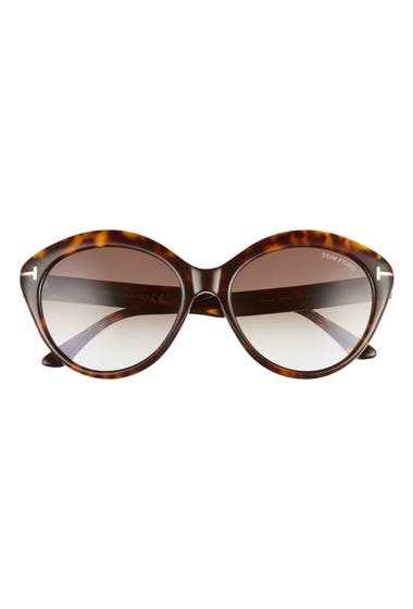 Ochelari Femei Tom Ford Maxine 56mm Gradient Round Sunglasses Dark Havana Gradient Roviex image2