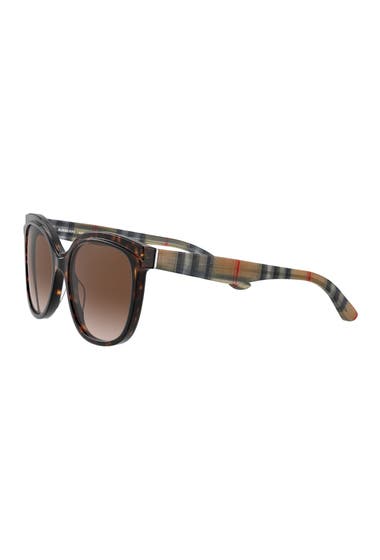 Ochelari Femei Burberry Marblecheck 55mm Square Sunglasses Dark Havana Brown Gradient image3