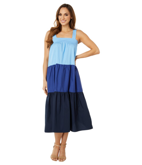 Imbracaminte Femei MOON RIVER Sleeveless Multicolored Tiered Dress Blue Multi