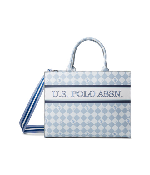 Incaltaminte Femei US Polo Assn Diamond Stripe Book Tote Light Blue