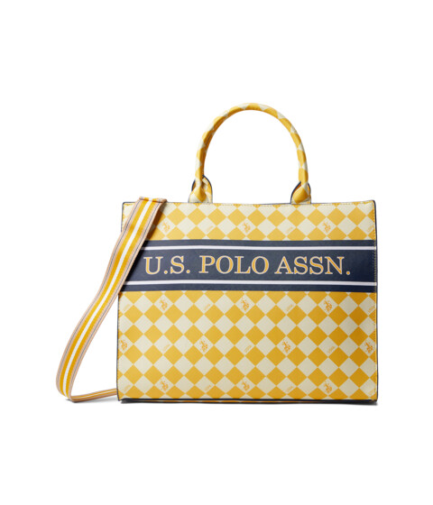 Incaltaminte Femei US Polo Assn Diamond Stripe Book Tote Yellow