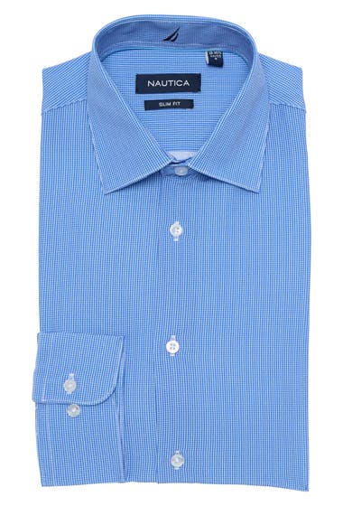 Imbracaminte Barbati Nautica Micro Check Slim Fit Dress Shirt Blue image18
