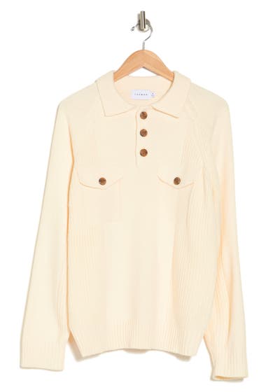 Imbracaminte Barbati TOPMAN Long Sleeve Knitted Polo Cream image10