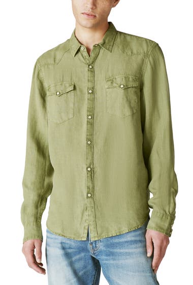 Imbracaminte Barbati Lucky Brand Western Linen Snap-Up Shirt Oil Green image13