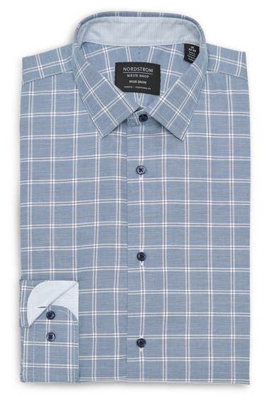 Imbracaminte Barbati Nordstrom Check Print Long Sleeve Traditional Fit Shirt Blue Dark image8