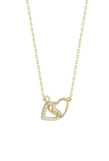 Bijuterii Femei GLAZE JEWELRY 14K Gold Plated Sterling Silver CZ Linked Hearts Necklace Yellow Gold image2