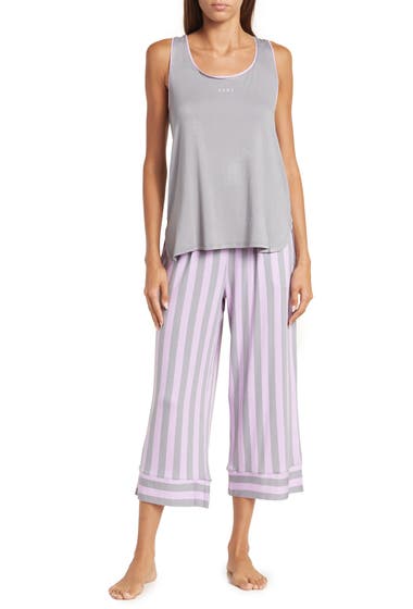 Imbracaminte Femei DKNY Tank Cropped Pants Pajama Set Lilac Stripe image17