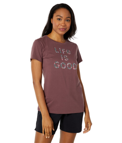 Imbracaminte Femei Life is Good Lig Floral Stacked Crushertrade Tee Mahogany Brown