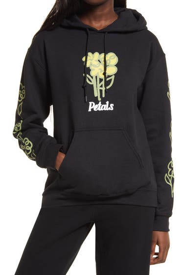 Imbracaminte Femei PETALS AND PEACOCKS Womens Smell the Flowers Graphic Hoodie Black image3