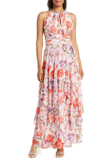 Imbracaminte Femei Calvin Klein Floral Ruffle Halter Gown Sunset Multi image8