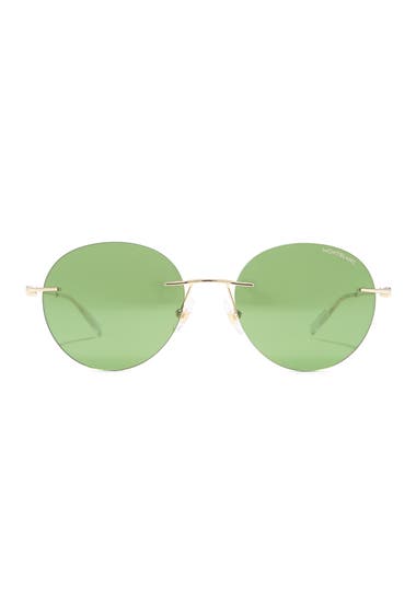 Ochelari Barbati Montblanc 54mm Round Oval Sunglasses Gold Green image15
