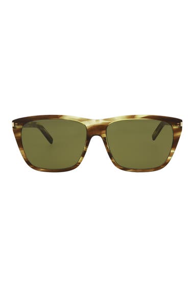Ochelari Barbati Saint Laurent 57mm Rectangle Sunglasses Havana Havana Green image4
