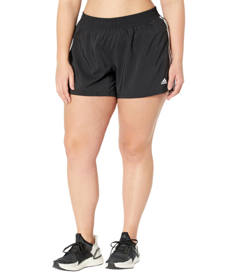Imbracaminte Femei adidas Plus Size Pacer 3-Stripes Woven Shorts BlackWhite