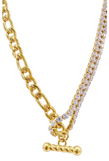 Bijuterii Femei ADORNIA Half-and-Half Figaro Chain Necklace Yellow image