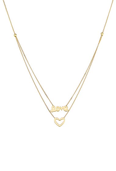 Bijuterii Femei CANDELA JEWELRY 10K Yellow Gold Love Heart Pendant Necklace Gold image