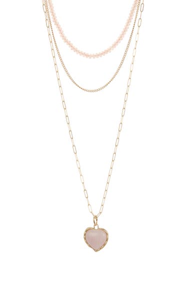 Bijuterii Femei Melrose and Market Layered Chain Pendant Necklace Pink- Gold