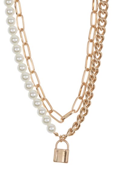 Bijuterii Femei Melrose and Market Chain Imitation Pearl Mixed Necklace White- Gold image