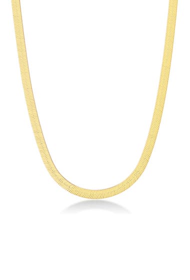 Bijuterii Femei SIMONA Gold Plated Sterling Silver 5mm Herringbone Chain Necklace Gold image