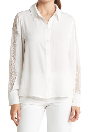 Imbracaminte Femei CURRENT AIR Lace Sleeve Button Front Blouse White