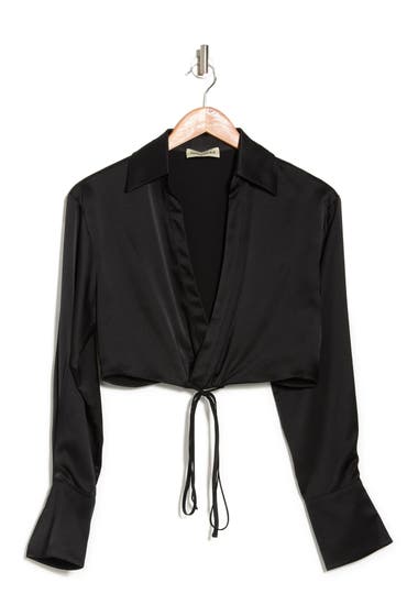Imbracaminte Femei NICHOLAS Edeline Long Sleeve Silk Crop Blouse Black